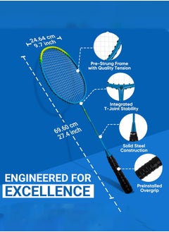 Arabest Badminton Racket Set - 2 Pack Ultra-Light Alloy Badminton Set, Including 2 Rackets, 5 Badminton Shuttlecocks and Premium Badminton Bag for Beginners and Professional Sports  - Image 2