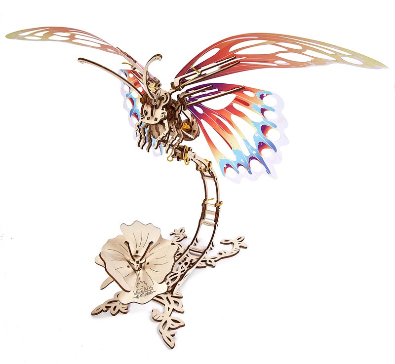 Ugears Wooden 3D Puzzles for Adults Butterfly Puzzle Mechanical Model Kit 3D Wood Puzzles Adult Automaton Kinetic Sculpture Models for Adults to Build Butterfly Kit DIY Miniature Kit 161 Pcs - Image 3