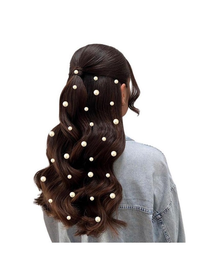 توهج الشعر ملصقات شعر لؤلؤية مستديرة: مجموعة من 18 (6 مم) و16 (8 مم) لؤلؤة، سهلة اللصق، لا تحتاج إلى دبابيس، عبوة من 34 قطعة_2860_فضي - Image 3