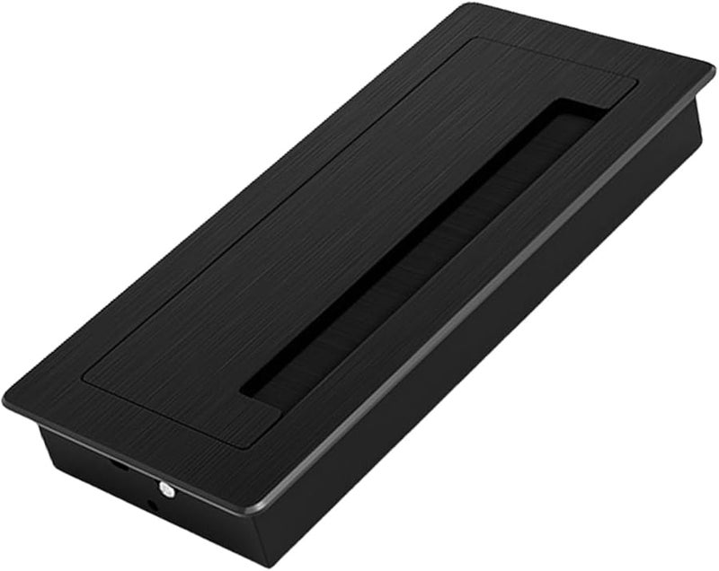 20 by 9cm Aluminum Cable Grommet Brush Lined Cord Hole for Desk Computer Table Simple Install - Image 1