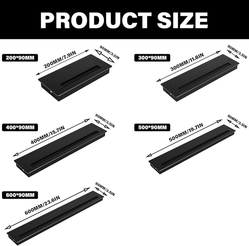 20 by 9cm Aluminum Cable Grommet Brush Lined Cord Hole for Desk Computer Table Simple Install - Image 4