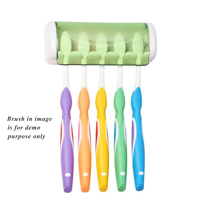 Prostuff.in® 1 Pcs Easily Wall Mounted 5 Toothbrush Holder Storage with Dust Proof Cover Holder for Bathroom Multicolor - Image 5