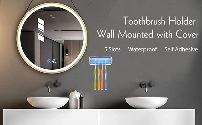 Prostuff.in® 1 Pcs Easily Wall Mounted 5 Toothbrush Holder Storage with Dust Proof Cover Holder for Bathroom Multicolor - Image 4