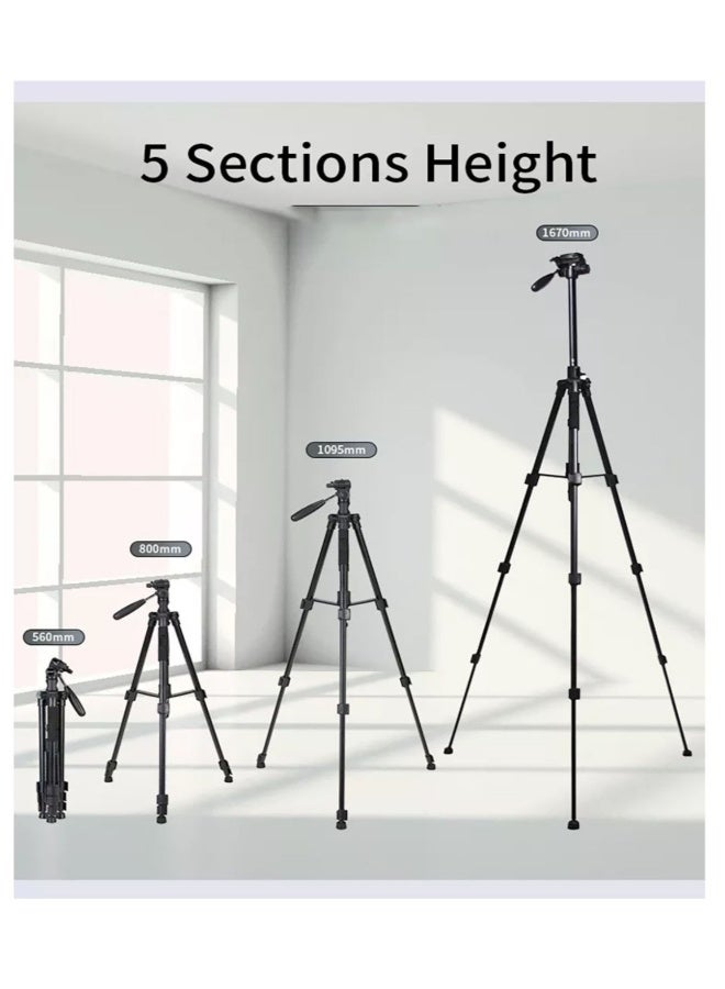 DUSALA Professional Aluminium Tripod Monopod for All DSLR Cameras Lightweight Tripod Stand 360 degree 3 way Head Travel Phone Stand Aluminum (KP-2274)  - Image 3