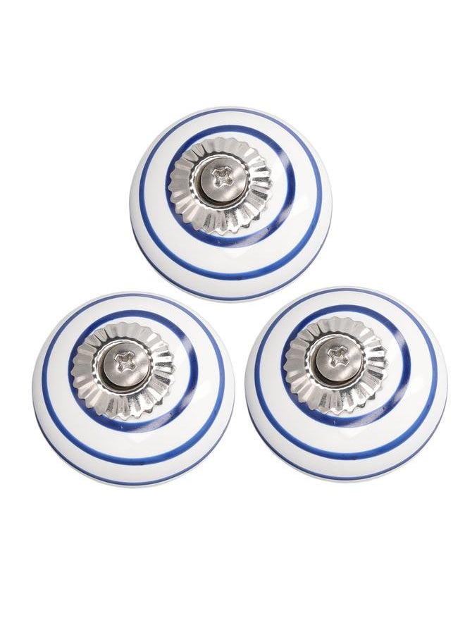 Thoraya 3Pcs Ceramic Single Knob Elegant Round Closet Door Handles for Cabinets Furniture Handles  - Image 4