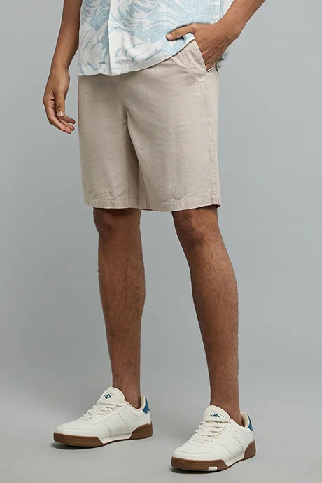 R&B Solid Shorts with Drawstring Waist