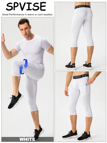 SPVISE Mens 3/4 Compression Leggings Athletic Running Workout Tights Baselayer for Basketball Sport Football Gym Active Pants - Image 4