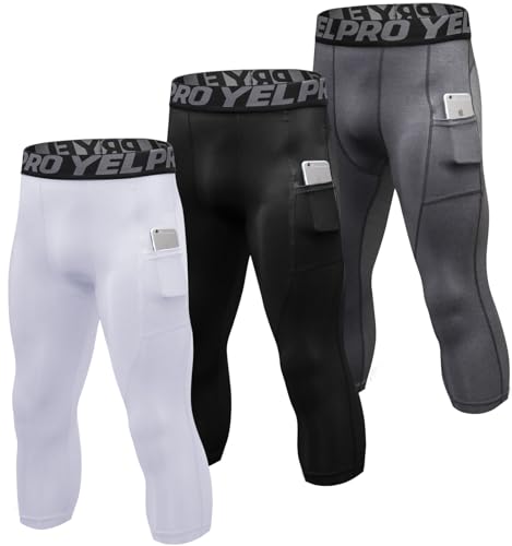 SPVISE Mens 3/4 Compression Leggings Athletic Running Workout Tights Baselayer for Basketball Sport Football Gym Active Pants - Image 1