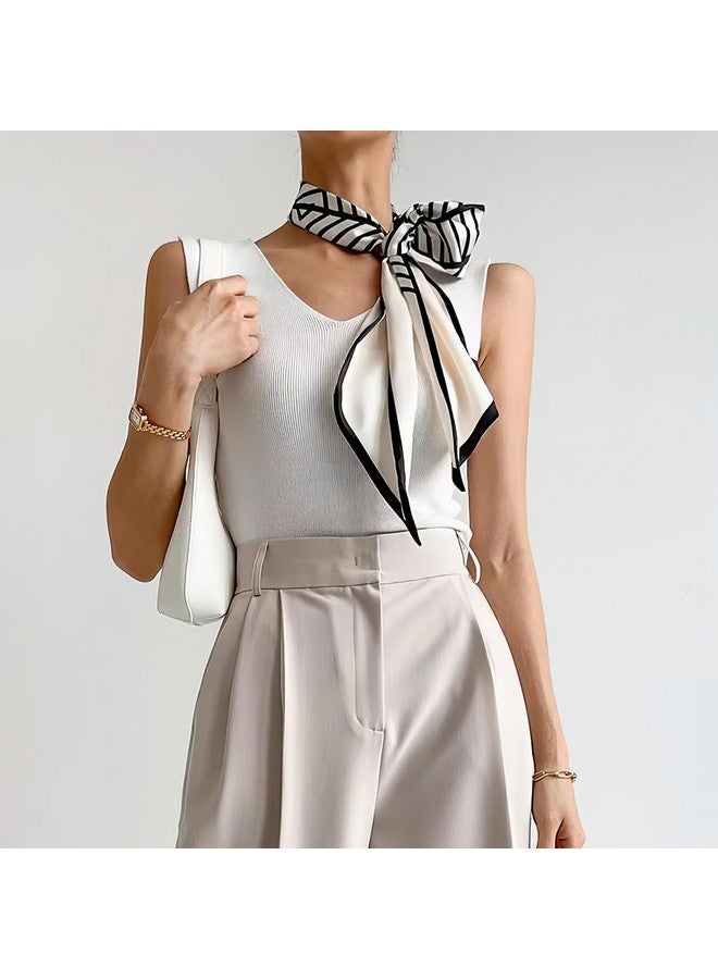 TecoKart¬Æ Silk Neck Scarf for Women, Stylish Satin Scarves for Suit, Blazers, Shirts, Ideal Neckerchief for Casual and Formal Wear - Black and White Grid - Image 5