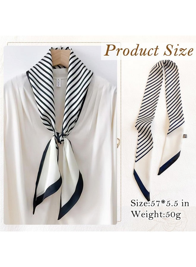 TecoKart¬Æ Silk Neck Scarf for Women, Stylish Satin Scarves for Suit, Blazers, Shirts, Ideal Neckerchief for Casual and Formal Wear - Black and White Grid - Image 2