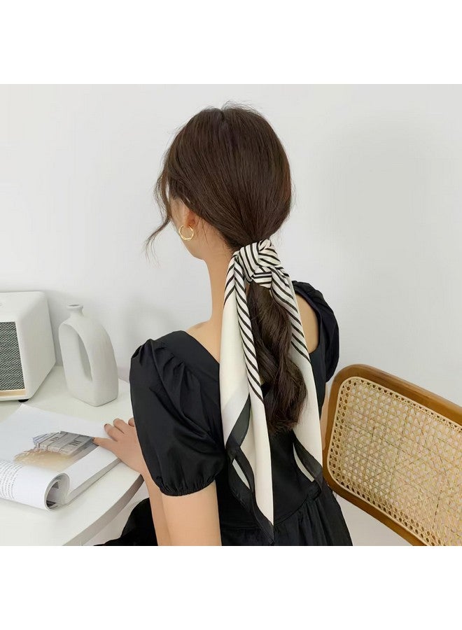 TecoKart¬Æ Silk Neck Scarf for Women, Stylish Satin Scarves for Suit, Blazers, Shirts, Ideal Neckerchief for Casual and Formal Wear - Black and White Grid - Image 4