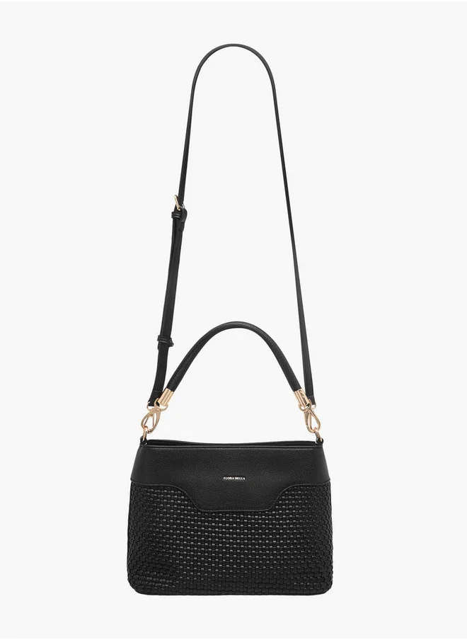 فلورا بيلا من شو إكسبرس Textured Crossbody Bag with Zip Closure and Adjustable Strap