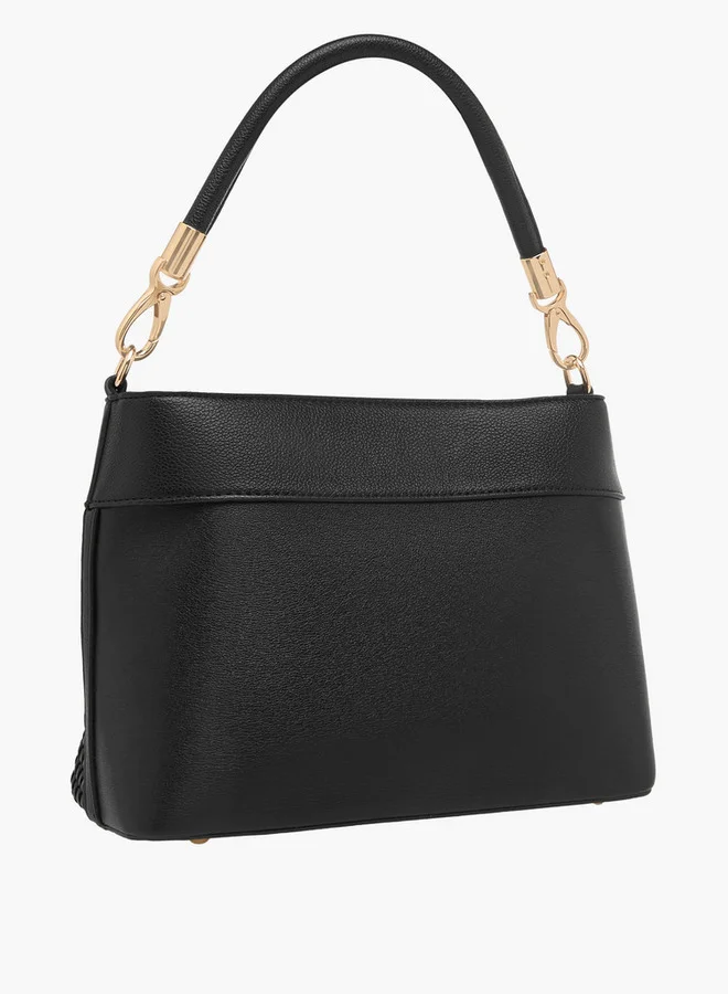 Flora Bella By Shoexpress Textured Crossbody Bag with Zip Closure and Adjustable Strap