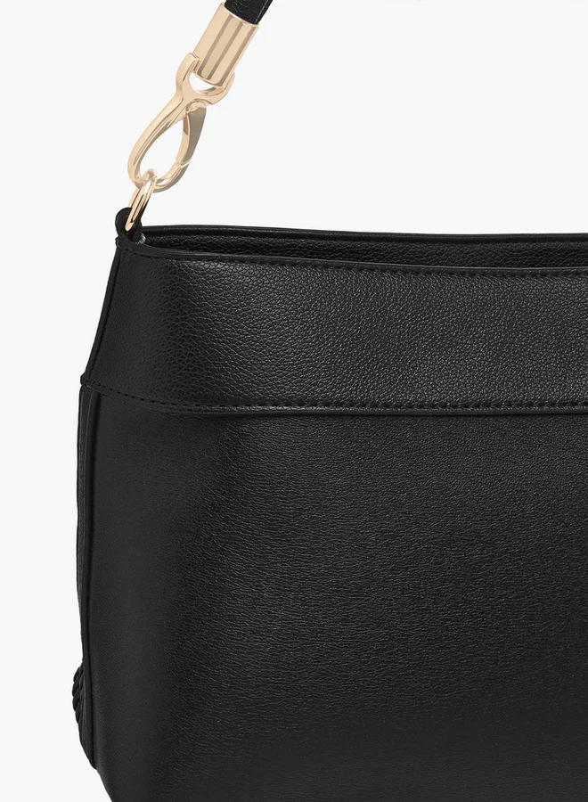 Flora Bella By Shoexpress Textured Crossbody Bag with Zip Closure and Adjustable Strap