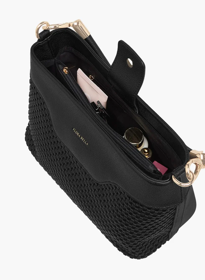 Flora Bella By Shoexpress Textured Crossbody Bag with Zip Closure and Adjustable Strap
