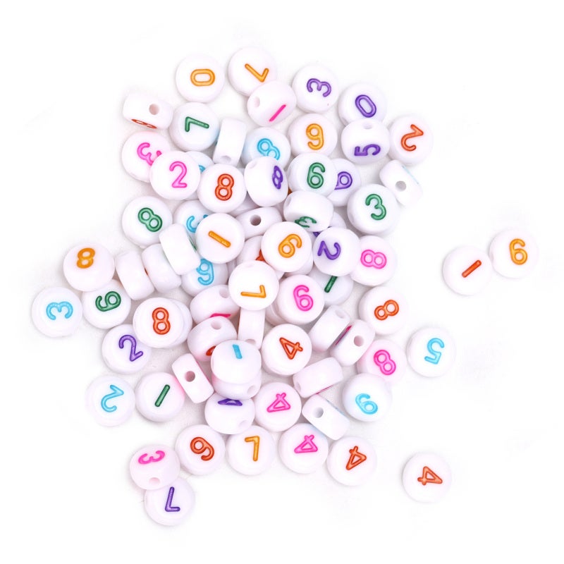 Round Number Beads: 300pcs Smooth Acrylic Beads - Uniform Size Nicely Printed Jewelry Making Beads for DIY Handicrafts Educational Toy Gift Giving - Image 3