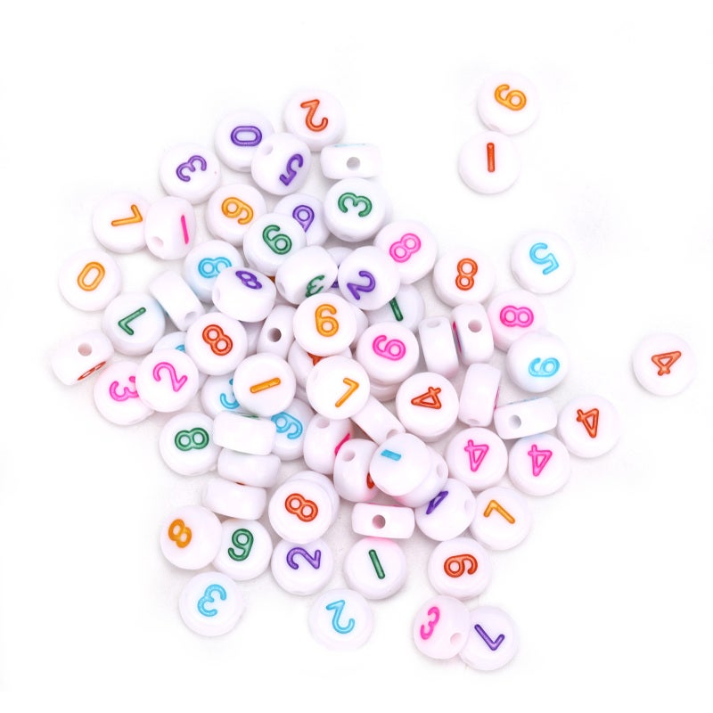 Round Number Beads: 300pcs Smooth Acrylic Beads - Uniform Size Nicely Printed Jewelry Making Beads for DIY Handicrafts Educational Toy Gift Giving - Image 4