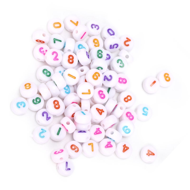 Round Number Beads: 300pcs Smooth Acrylic Beads - Uniform Size Nicely Printed Jewelry Making Beads for DIY Handicrafts Educational Toy Gift Giving - Image 5