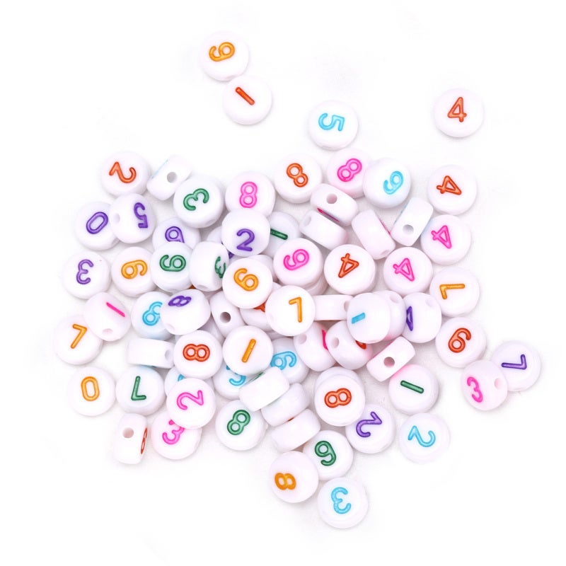 Round Number Beads: 300pcs Smooth Acrylic Beads - Uniform Size Nicely Printed Jewelry Making Beads for DIY Handicrafts Educational Toy Gift Giving - Image 1