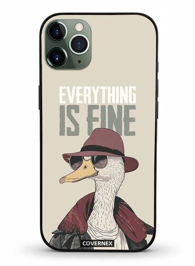 Covernex Apple iPhone 11 Pro Max Protective Case Cover Printed Featuring Everything is Fine Stylish Ostrich - Image 2