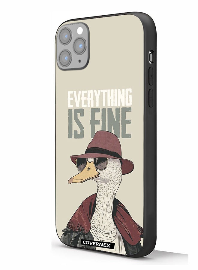 Covernex Apple iPhone 11 Pro Max Protective Case Cover Printed Featuring Everything is Fine Stylish Ostrich - Image 1