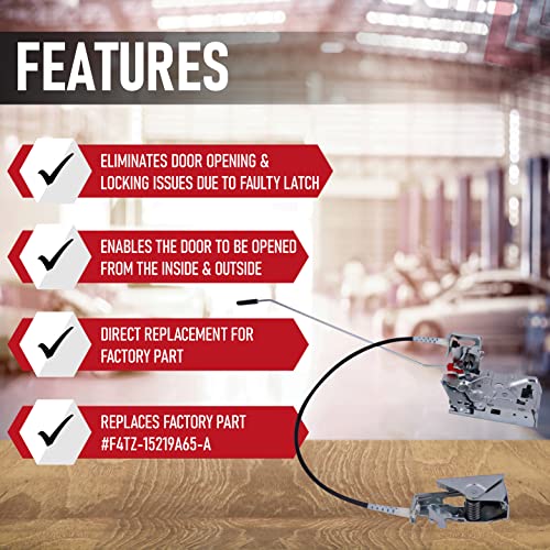 AA Ignition Replacement Driver Door Lock Latch with Cable & Rod Kit - Compatible with Ford Vehicles - Bronco, F Super Duty, F-150, F-250, F-350 - Replaces F4TZ-15219A65-A, F4TZ15219A65A - 1992-1997 - Image 2