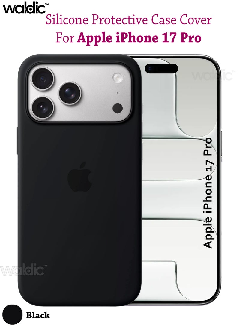 Waldic Apple iPhone 17 Pro Premium Case | Premium Silicone Case Cover Designed for Apple iPhone 17 Pro | Apple iPhone 17 Pro Case Camera and Drop Protection Thin Protective Back Cover Case for Apple iPhone 17 Pro - Black - Image 1