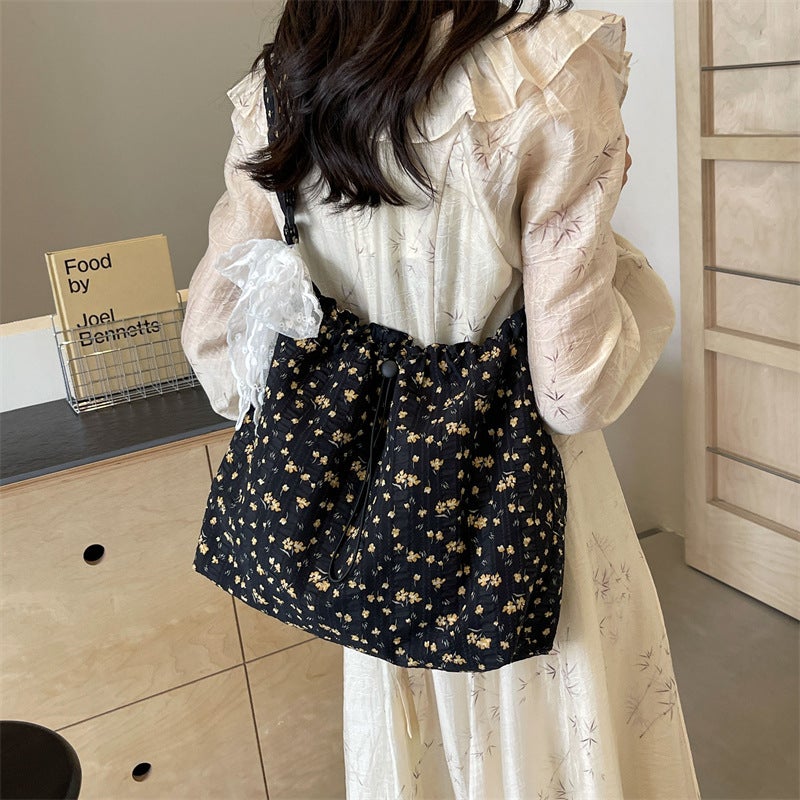 Summer Fashion Canvas Bag Korean Style Ins Style 2026 New Floral Fabric Bag Ruiying Large Capacity Shoulder Crossbody Bag - Image 2