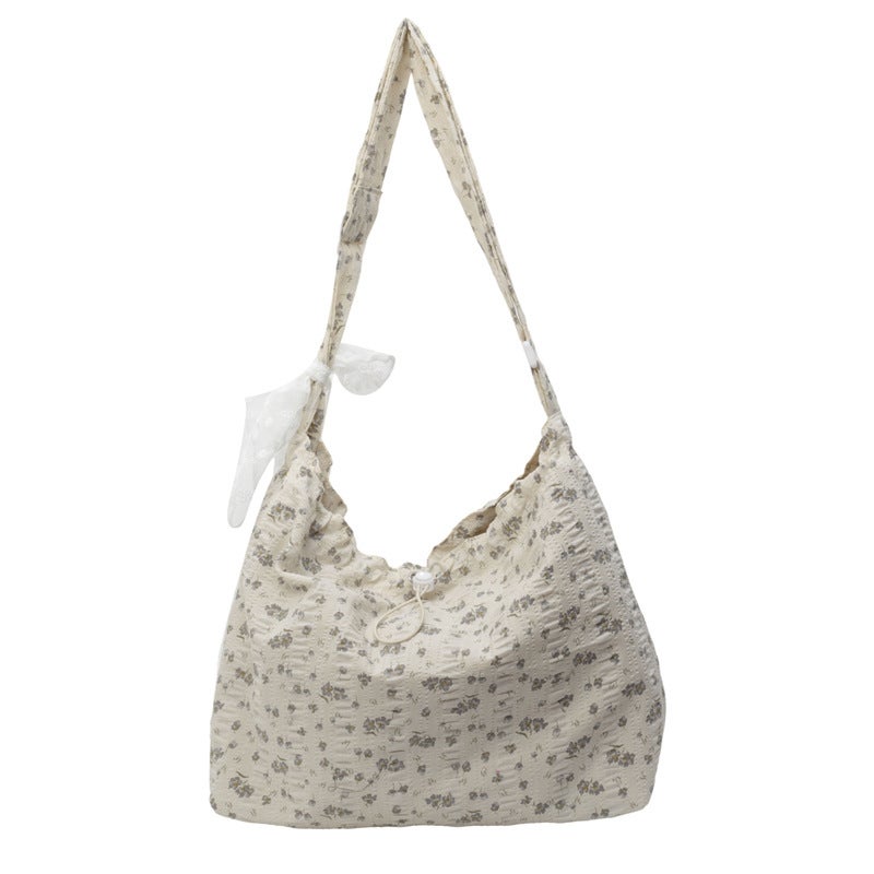 Summer Fashion Canvas Bag Korean Style Ins Style 2026 New Floral Fabric Bag Ruiying Large Capacity Shoulder Crossbody Bag - Image 1
