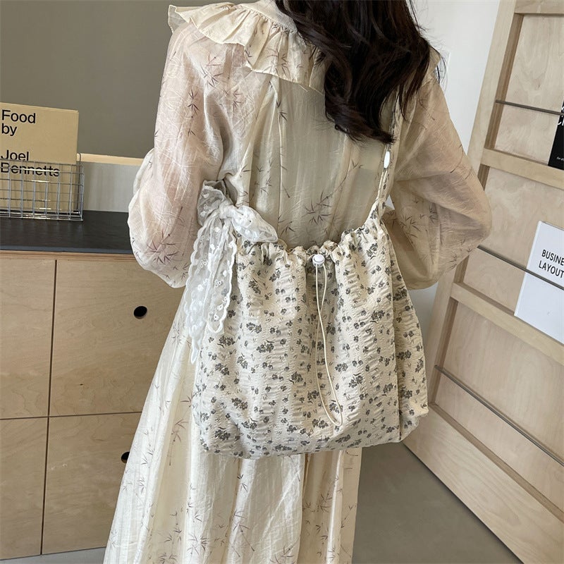 Summer Fashion Canvas Bag Korean Style Ins Style 2026 New Floral Fabric Bag Ruiying Large Capacity Shoulder Crossbody Bag - Image 3