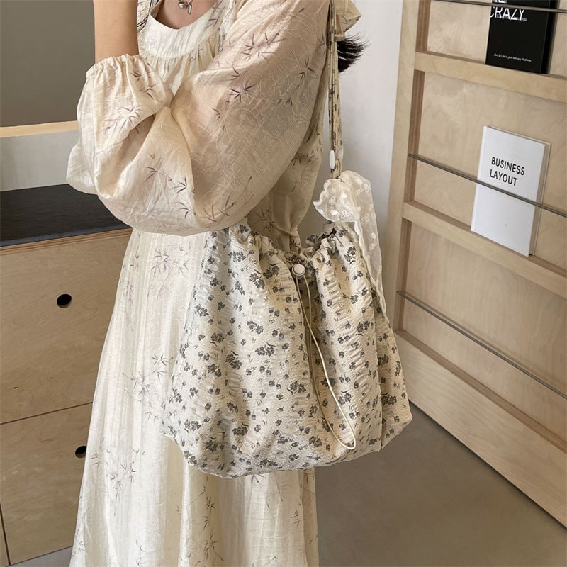 Summer Fashion Canvas Bag Korean Style Ins Style 2026 New Floral Fabric Bag Ruiying Large Capacity Shoulder Crossbody Bag - Image 5