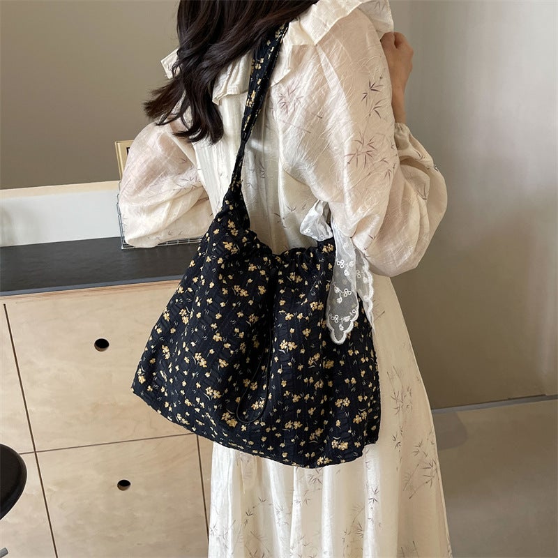 Summer Fashion Canvas Bag Korean Style Ins Style 2026 New Floral Fabric Bag Ruiying Large Capacity Shoulder Crossbody Bag - Image 4
