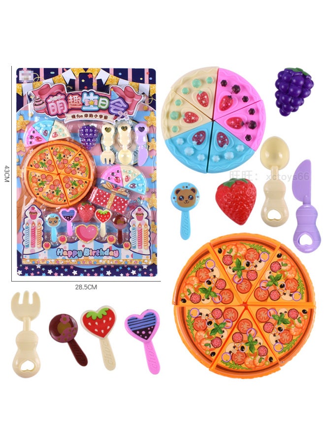 Board Fresh Fruit Shop Cut Fruit Shopping Cart Set Toy Children's Kitchenware Set Combination-Color:53118 Board-mounted Cute Birthday Party Set Toys - Image 1