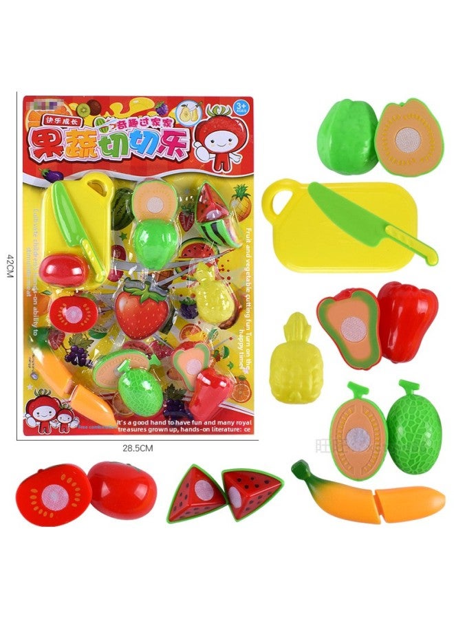 Board Fresh Fruit Shop Cut Fruit Shopping Cart Set Toy Children's Kitchenware Set Combination-Color:53118 Board-mounted Cute Birthday Party Set Toys - Image 3