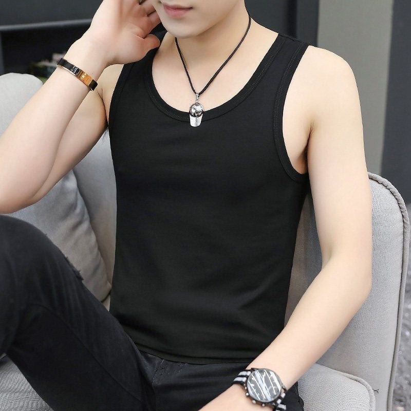 2024 Autumn/Winter Mens Warmest Fleece-Lined Thickened Slim Fit Gold Velvet No Sleeve Shoulder Vest Base Layer Vest Top [vest] black  - Image 1