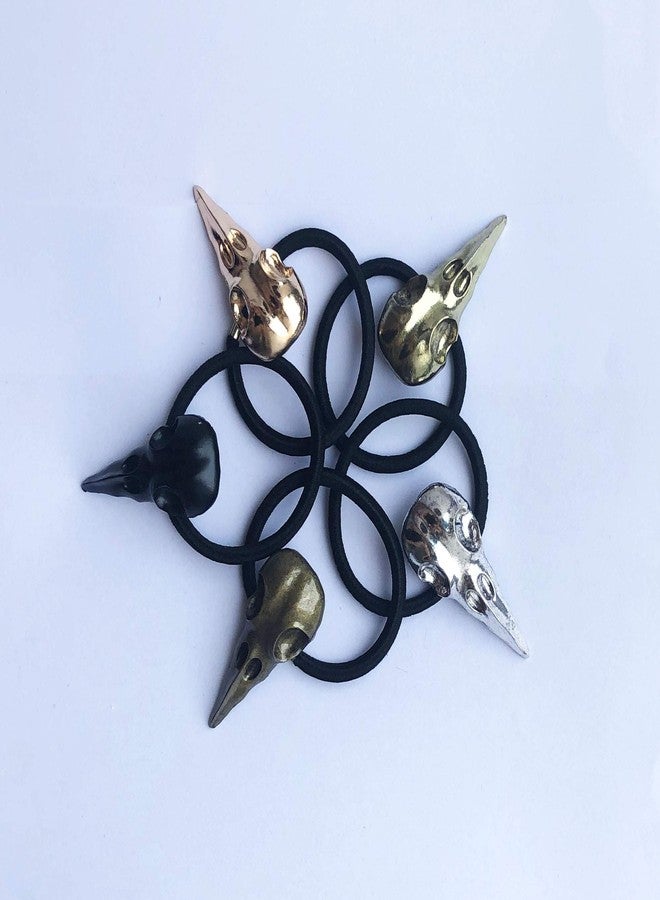Carykon 10PCS Women Hair Tie Alloy Crow Skull Elastic Ponytail Holders, Mixed Colors - Image 4