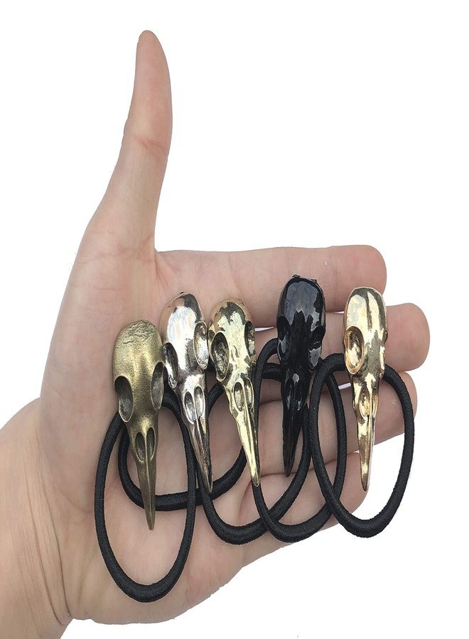 Carykon 10PCS Women Hair Tie Alloy Crow Skull Elastic Ponytail Holders, Mixed Colors - Image 3