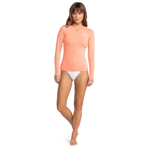 Roxy راشغارد روكسي للنساء بأكمام طويلة بسحاب - حماية من الشمس UPF 50+ قميص سباحة سريع الجفاف لركوب الأمواج، والمشي، والأنشطة الخارجية، كورال فوشن، متوسط - Image 5