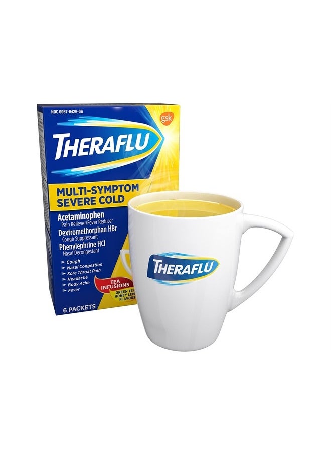Theraflu Daytime Severe Cold Relief Powder, Cold and Cough Medicine Powder Packets, Honey Lemon Flavors - 6 Count (Pack of 1)  - Image 1