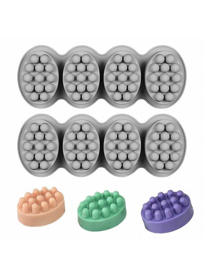Fewo 2 Pcs Massage Bar Silicone Molds 4 Cavities 4.5oz Soap Mold for DIY Soap, Chocolate, Candle (Pack of 2) - Image 1