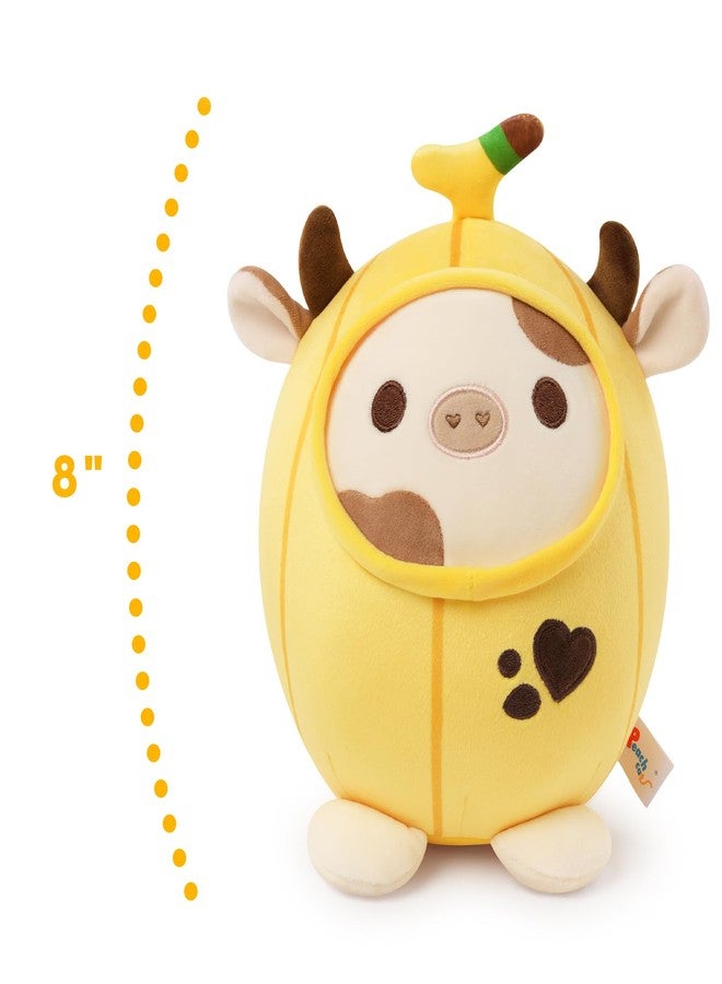PEACH CAT Cute Banana Cow Plush Pillow Banana Cow Stuffed Animal Cow plushie with Banana Outerwear for Kids Yellow 8" - Image 2