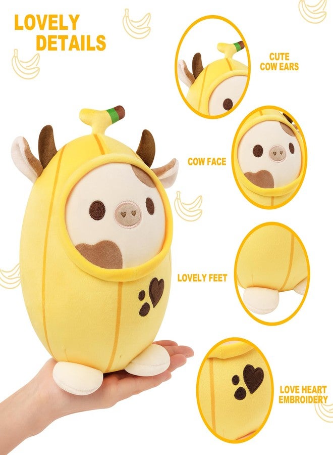 PEACH CAT Cute Banana Cow Plush Pillow Banana Cow Stuffed Animal Cow plushie with Banana Outerwear for Kids Yellow 8" - Image 3