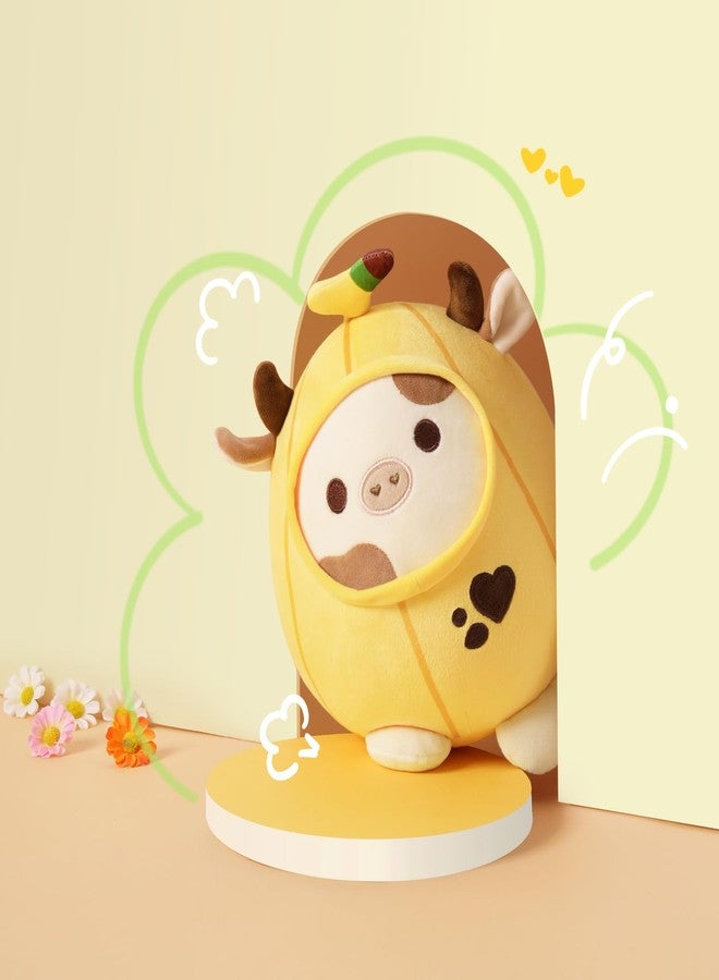 PEACH CAT Cute Banana Cow Plush Pillow Banana Cow Stuffed Animal Cow plushie with Banana Outerwear for Kids Yellow 8" - Image 4