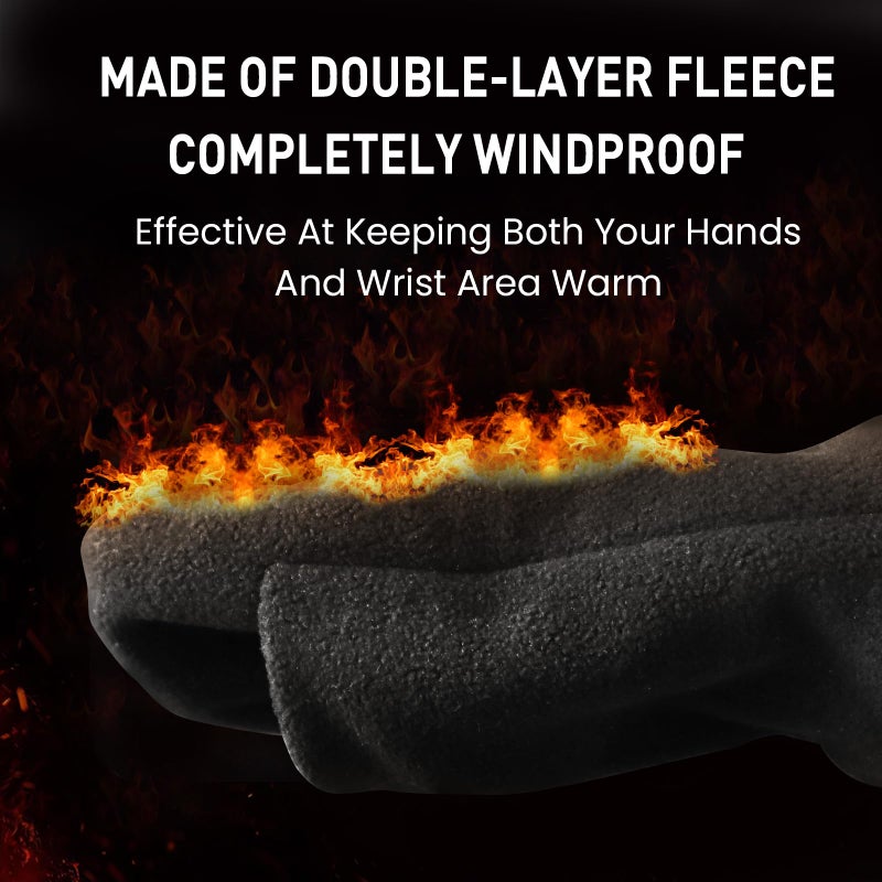 FINGER TEN Winter Golf Gloves Men Mitts Mitten Warm Fleece in Pair, Pull Up Fit Soft Comfortable Set (Black, X-Large) - Image 3
