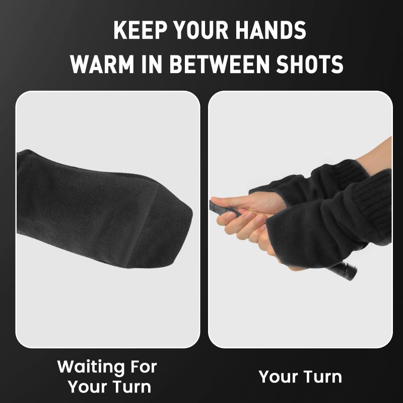 FINGER TEN Winter Golf Gloves Men Mitts Mitten Warm Fleece in Pair, Pull Up Fit Soft Comfortable Set (Black, X-Large) - Image 4