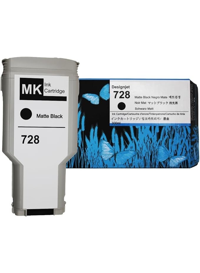 728خرطوشة حبر F9J68A أسود مطفي سعة 300 مل متوافقة مع طابعات HP DesignJet T730 و T830 - Image 1