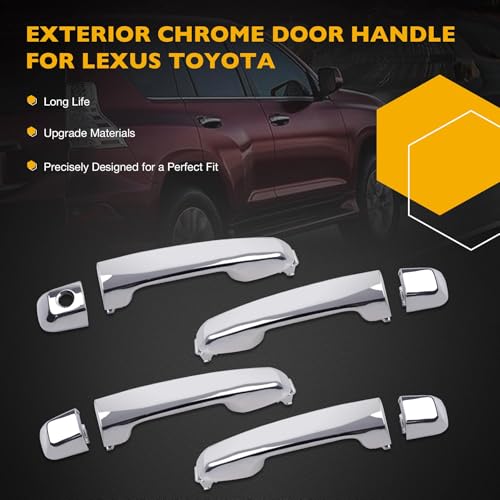 Gledewen Exterior Door Handle 4 PCS Front Rear Left Right, Compatible with 2009-2021 Toyota 4Runner Lexus GX460, Replaces# 69210-60100 69217-35050 69210-35180-B - Image 3