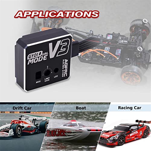 AGFRC Dual-Gain Drift RC Gyro - Tuned Rated Gyros with Aluminum Case for RC Car Truck Boat (GY01 V3) - Image 5