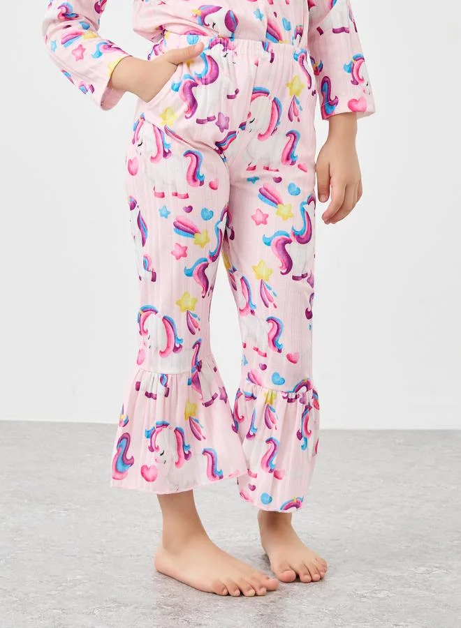Styli Styli Unicorn Print Top and Pyjama Set