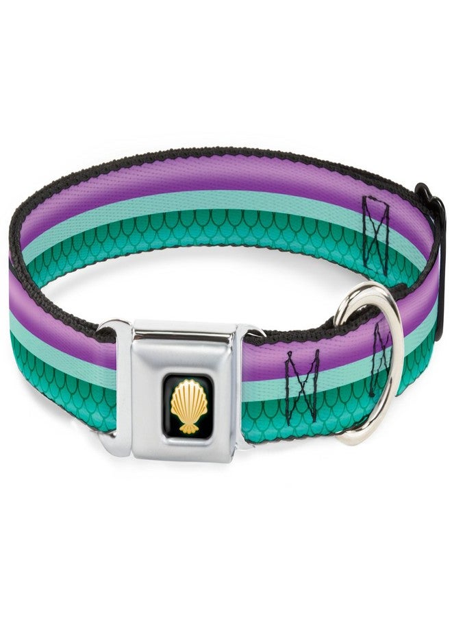 Buckle Down Buckle-Down Dog Collar Seatbelt Buckle Little Mermaid Stripe Shell Purple Green Gold 11 to 17 Inches 1.0 Inch Wide - Image 1